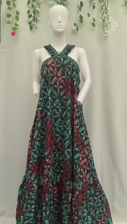 Long sleeveless African print/Ankara gown