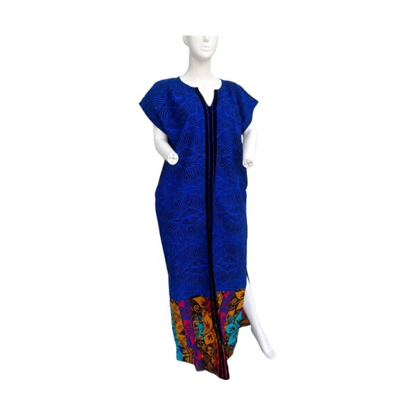 The Cobalt Contrast-Hem Kaftan